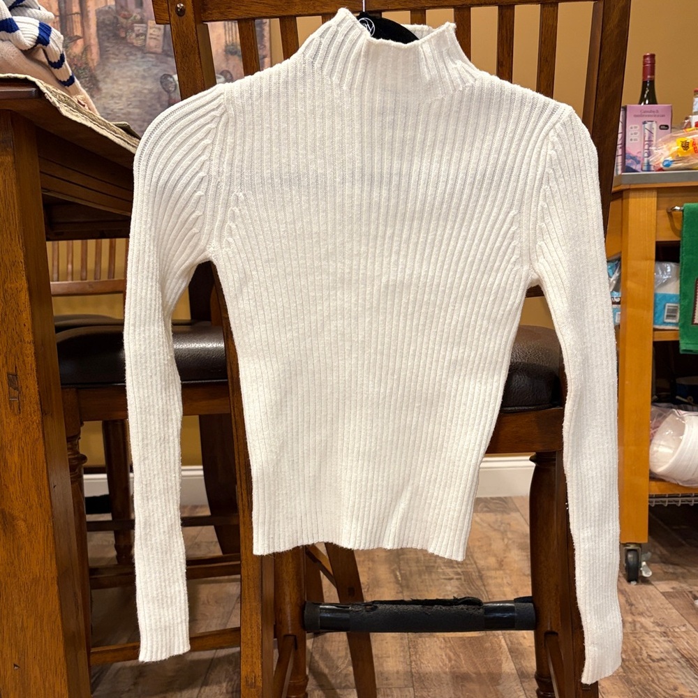 Industry White Ribbed Turtleneck Sweater